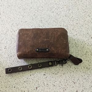 Frye double-zip wristlet/wallet